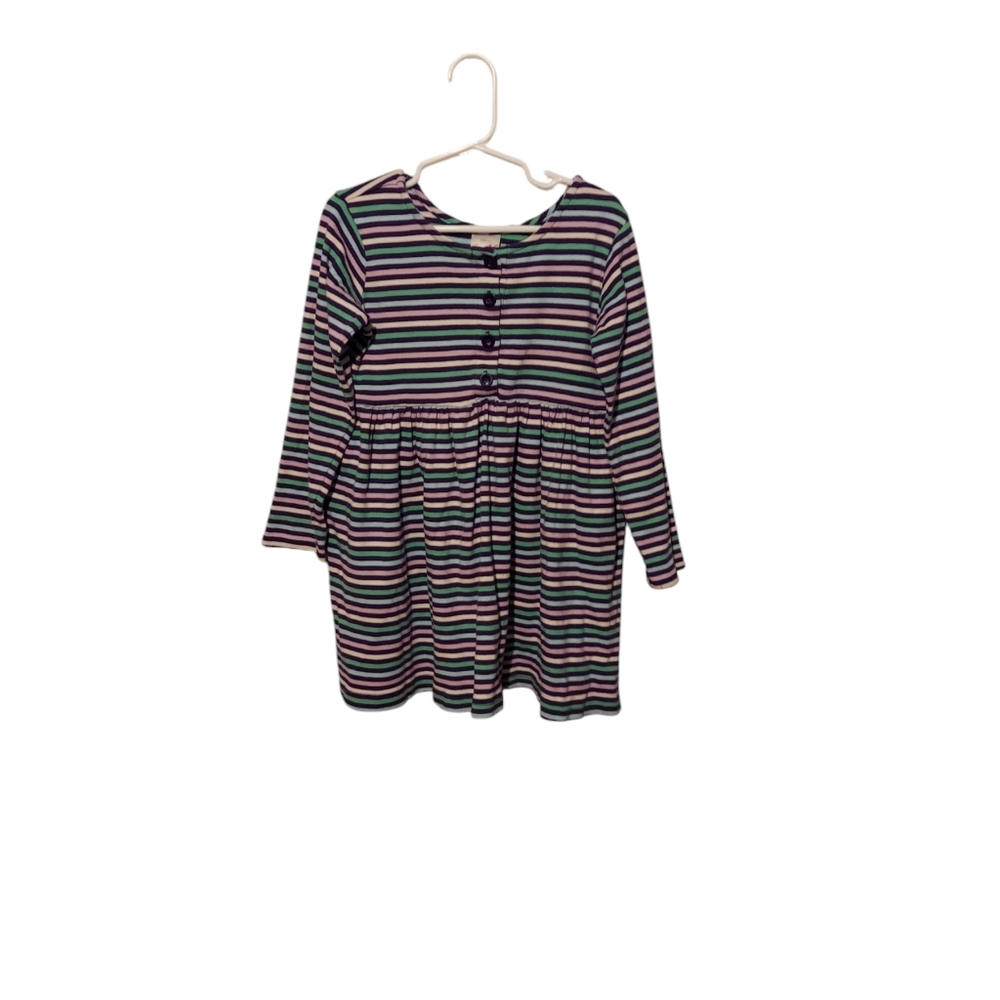 Hanna Andersson Dress Size 5, 110 Purple Blue Play Day Stripe Cotton Long Sleeve